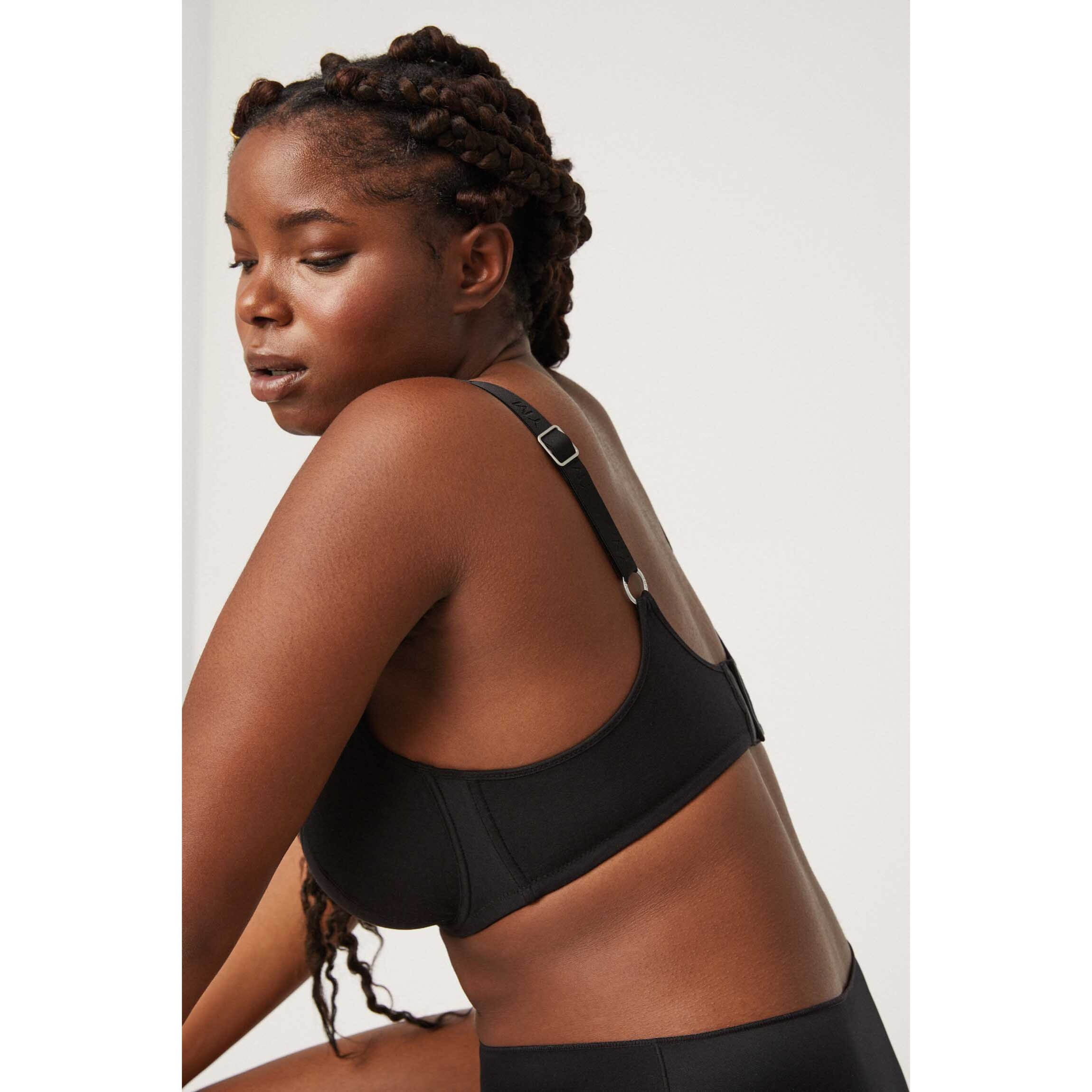 Reggiseno con ferretto non imbottito in cotone e modal nero, coppe C e D