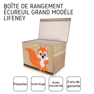 Boîte de rangement en tissu pour enfant grand modèle "écureuil" avec couvercle Lifeney