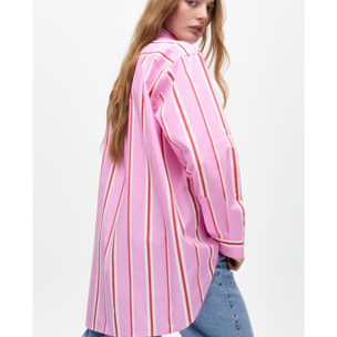 Camicia Oversize in Popeline a Righe
