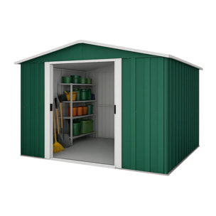 Abri de jardin métal vert Yardmaster 6,44 m² + kit d'ancrage