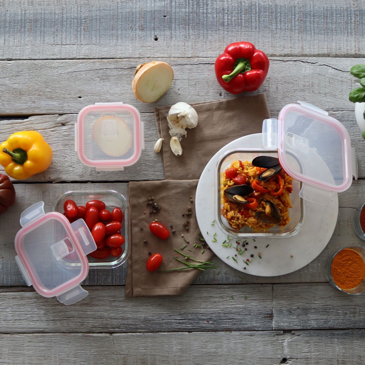 Boîte hermétique carré 310ml en verre CLEMENTINE