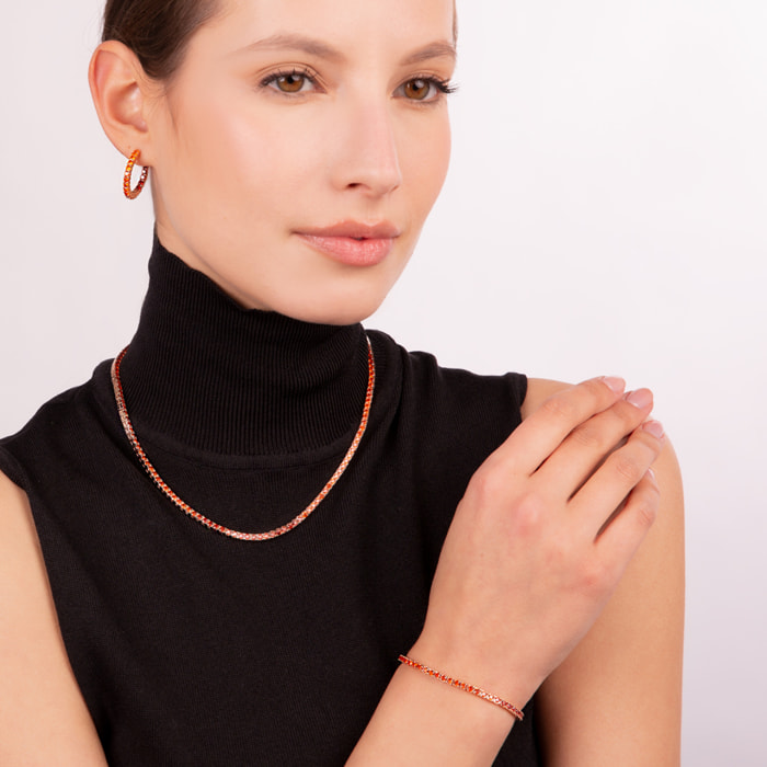 Set Collana e Bracciale Tennis con Cubic Zirconia Rosse Effetto Dégradé