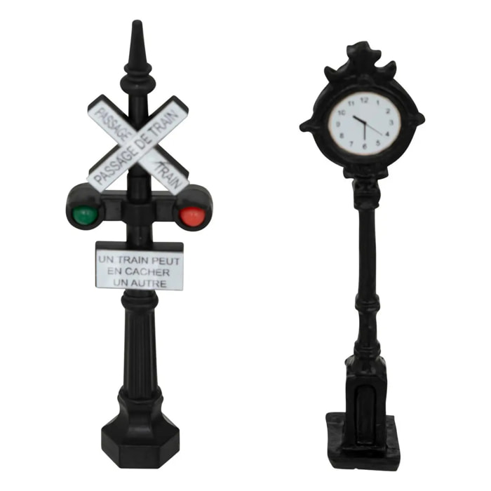 Lot de 2 accessoire village signalisation H.9cm