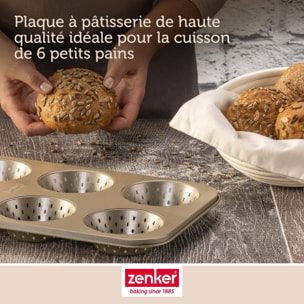 Moule à petits pains individuels ronds 6 empreintes 33 x 22 cm Zenker Mojave Gold