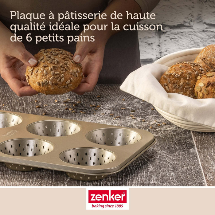 Moule à petits pains individuels ronds 6 empreintes 33 x 22 cm Zenker Mojave Gold