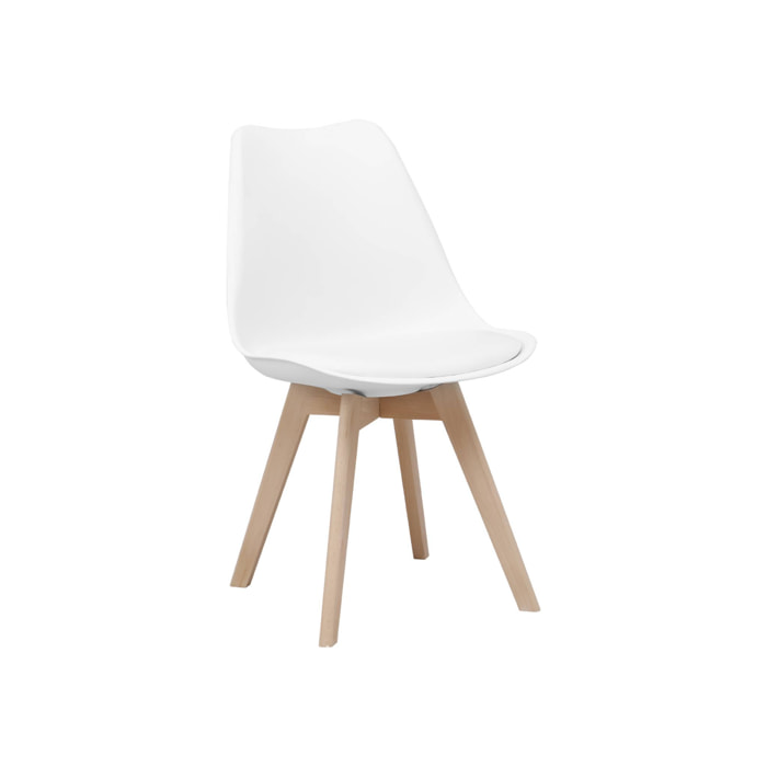 Table à manger ronde Ø80cm et 2 chaises blanches scandinaves - Hedvig