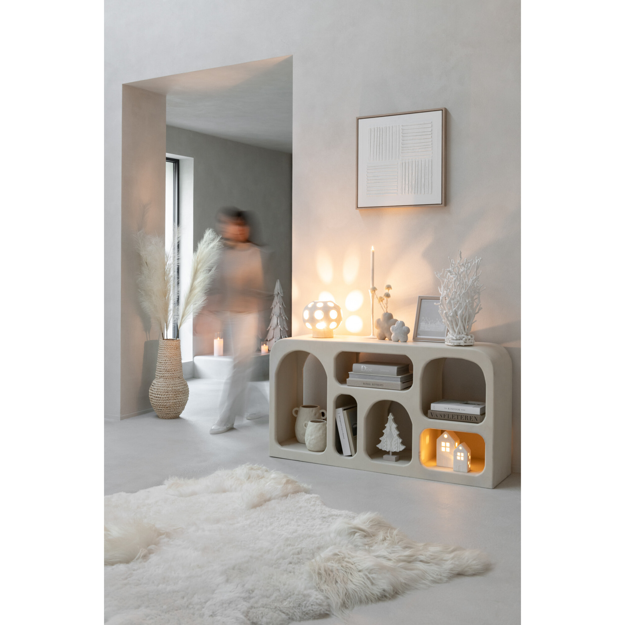 J-Line Tableau Traits Toile Blanc Assortiment De 3