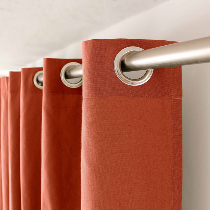 Rideau coloré en pur coton 8 œillets - Brique