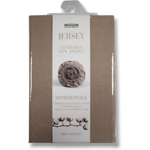 LENZUOLO SOTTO CON ANGOLI PER LETTO UNA PIAZZA E MEZZA IN JERSEY DI COTONE TORTORA