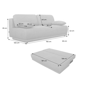Banquette convertible 3 places tissu chenille avec coffre NELSON
