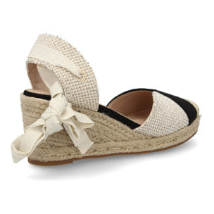 Alpargata de cuña baja de esparto con cintas