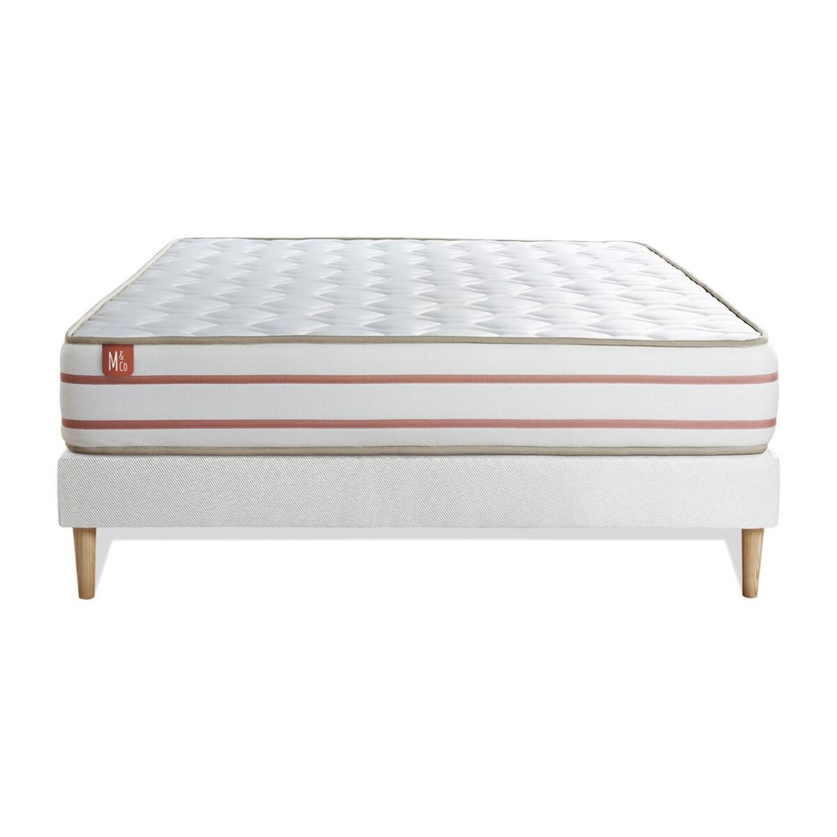 Ensemble Matelas Le Doux - 24cm - Mémoire de forme - Zéro transfert de mouvement - Sommier kit Blanc
