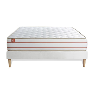 Ensemble Matelas Le Doux - 24cm - Mémoire de forme - Zéro transfert de mouvement - Sommier kit Blanc