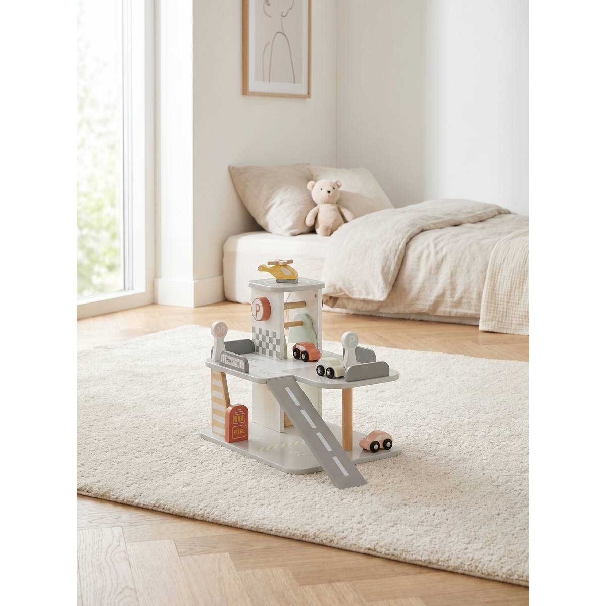Garage avec accessoires Soan 22x40cm