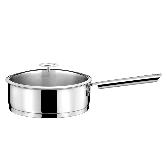 Elysée - Padella 24cm acciaio inox con coperchio universale