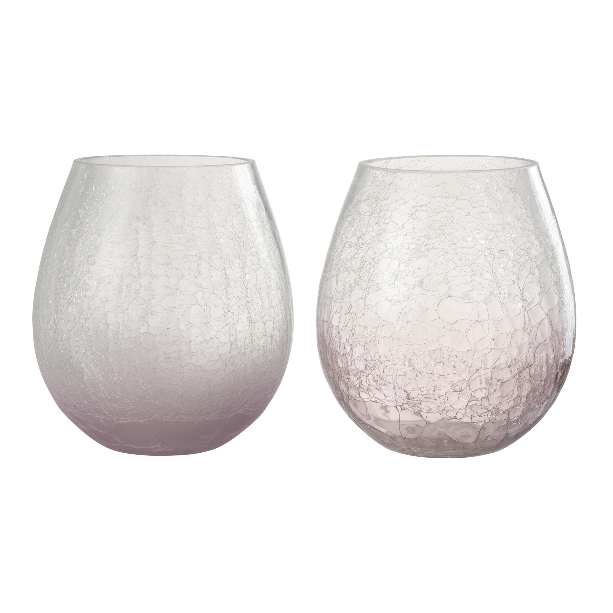 J-Line bougeoir Forme Oeuf Craquelé - verre - mauve - small - 2 pcs
