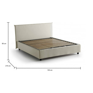 Letto matrimoniale Berenice, Letto contenitore con rivestimento in tessuto, 100% Made in Italy, Apertura frontale, adatto per materasso Cm 140x200, Beige