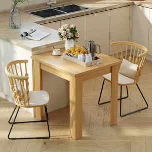 Mesa de Comedor Extensible, 70-140x80 cm, Mesa de Cocina Extensible, para 4-6 Personas, con Tirador de PU y Almohadillas de Fieltro, para Espacios Pequeños, Salón, Madera Natural