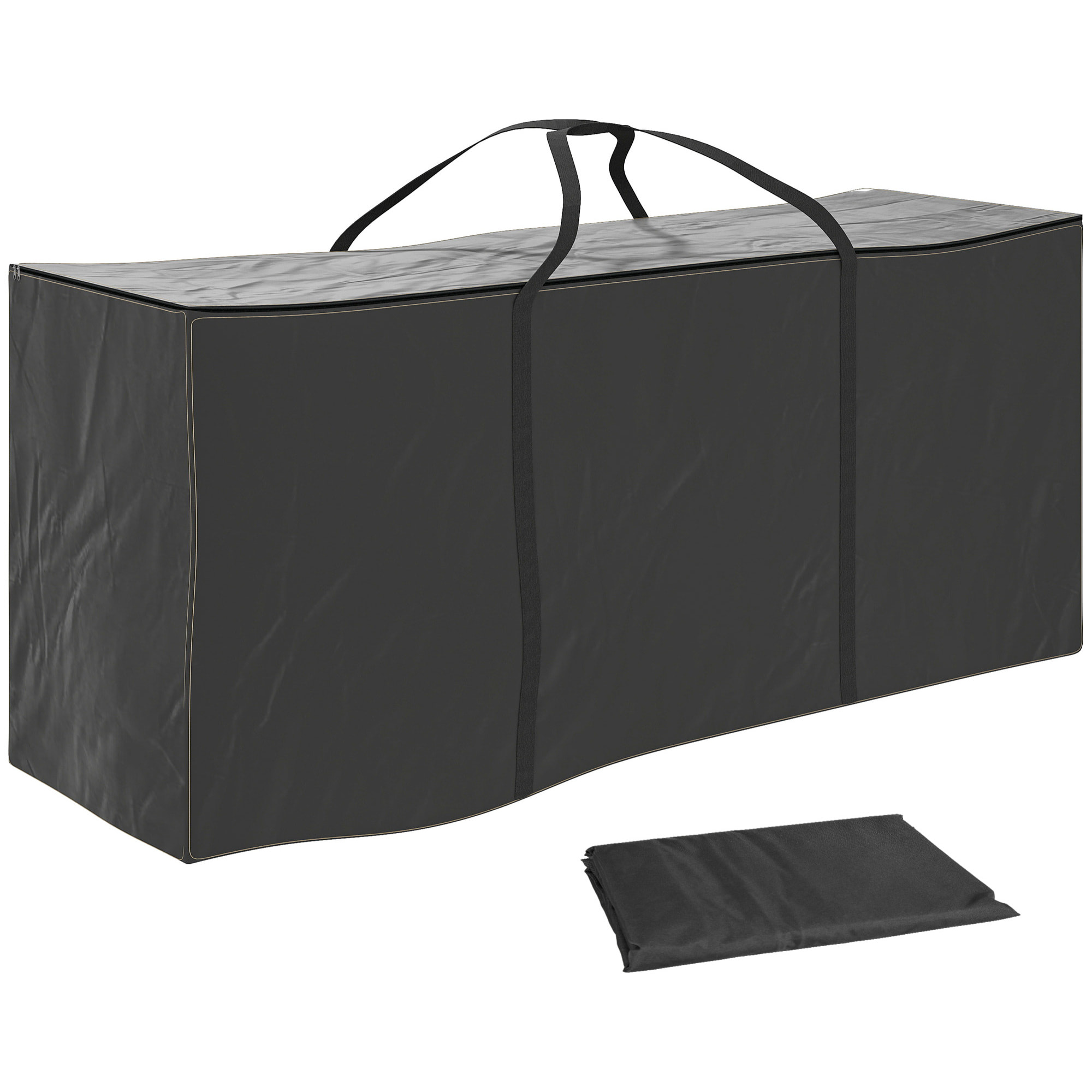 Bolsa de Almacenamiento para Cojines de Jardín Impermeable, Bolsa de Almacenamiento para Árbol de Navidad, Oxford Resistente, con Asas, Funda de Cojines para Exterior, 175x55x75 cm, Negro