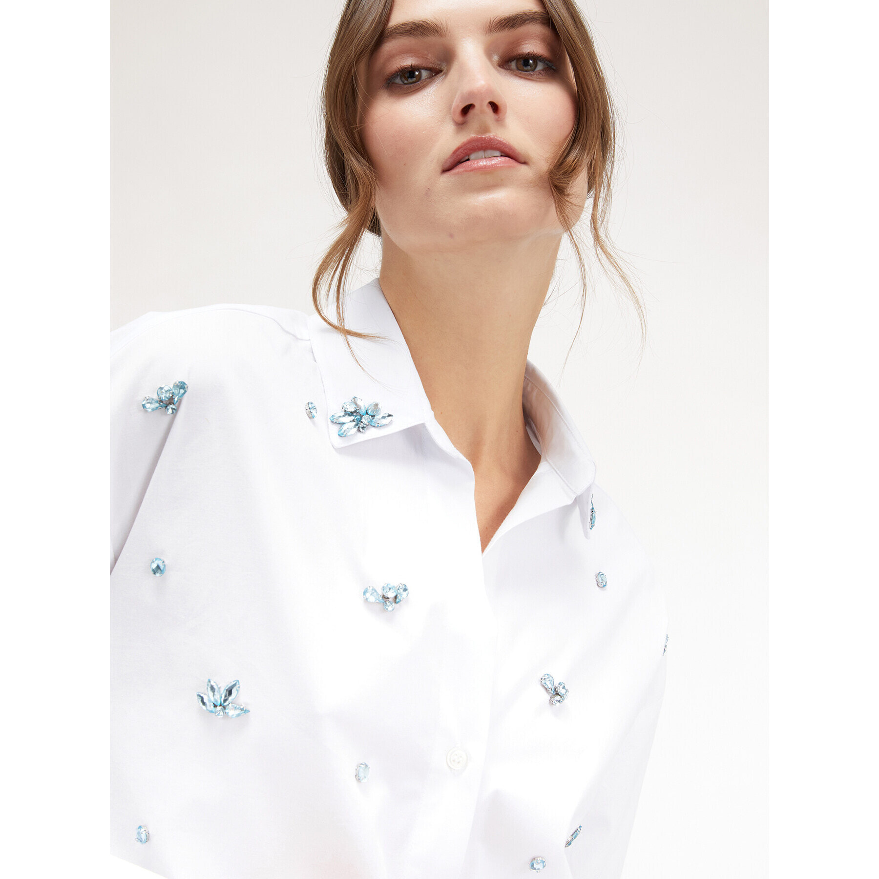 Motivi - Camicia over con ricamo di pietre - Bianco