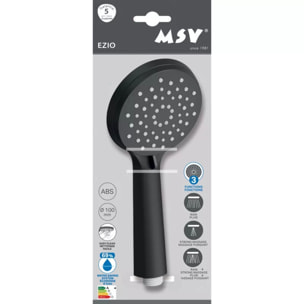 Pommeau de douche MSV Ezio Noir matt – 3 fonctions – Économie d'eau 69 % – Ø 100 mm