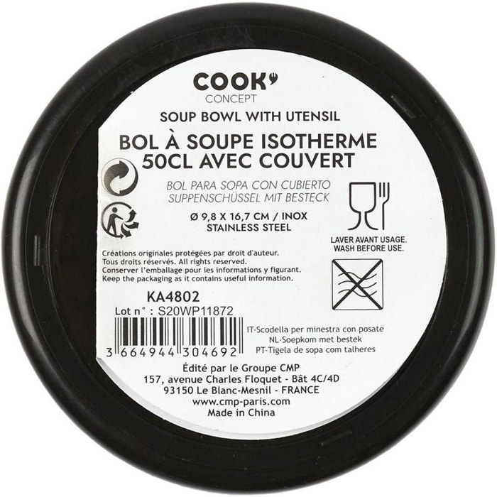 Bouteille isotherme COOK CONCEPT a soupe isotherme avec couvert inox