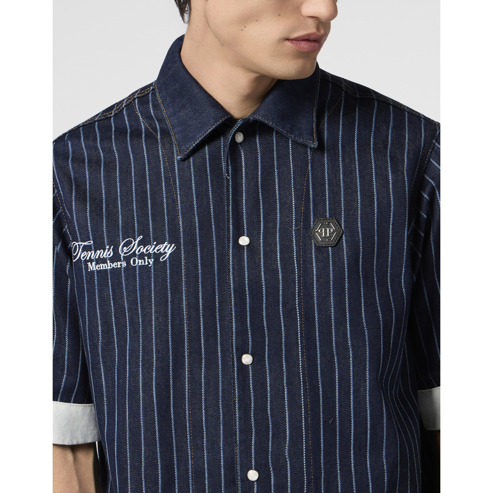 PHILIPP PLEIN Shortsleeve Denim Overshirt Tennis