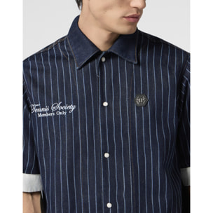 PHILIPP PLEIN Shortsleeve Denim Overshirt Tennis