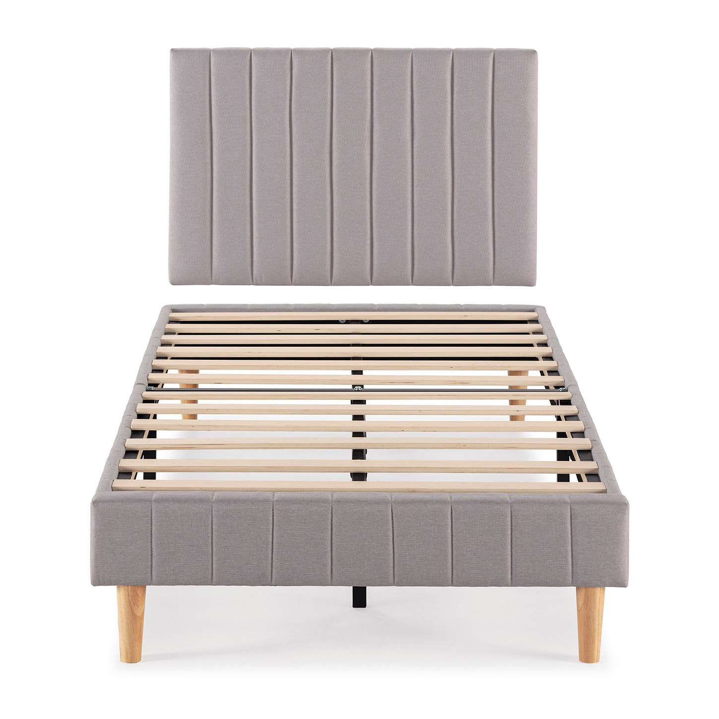 Base tapizada + cabecero Eris Gris claro