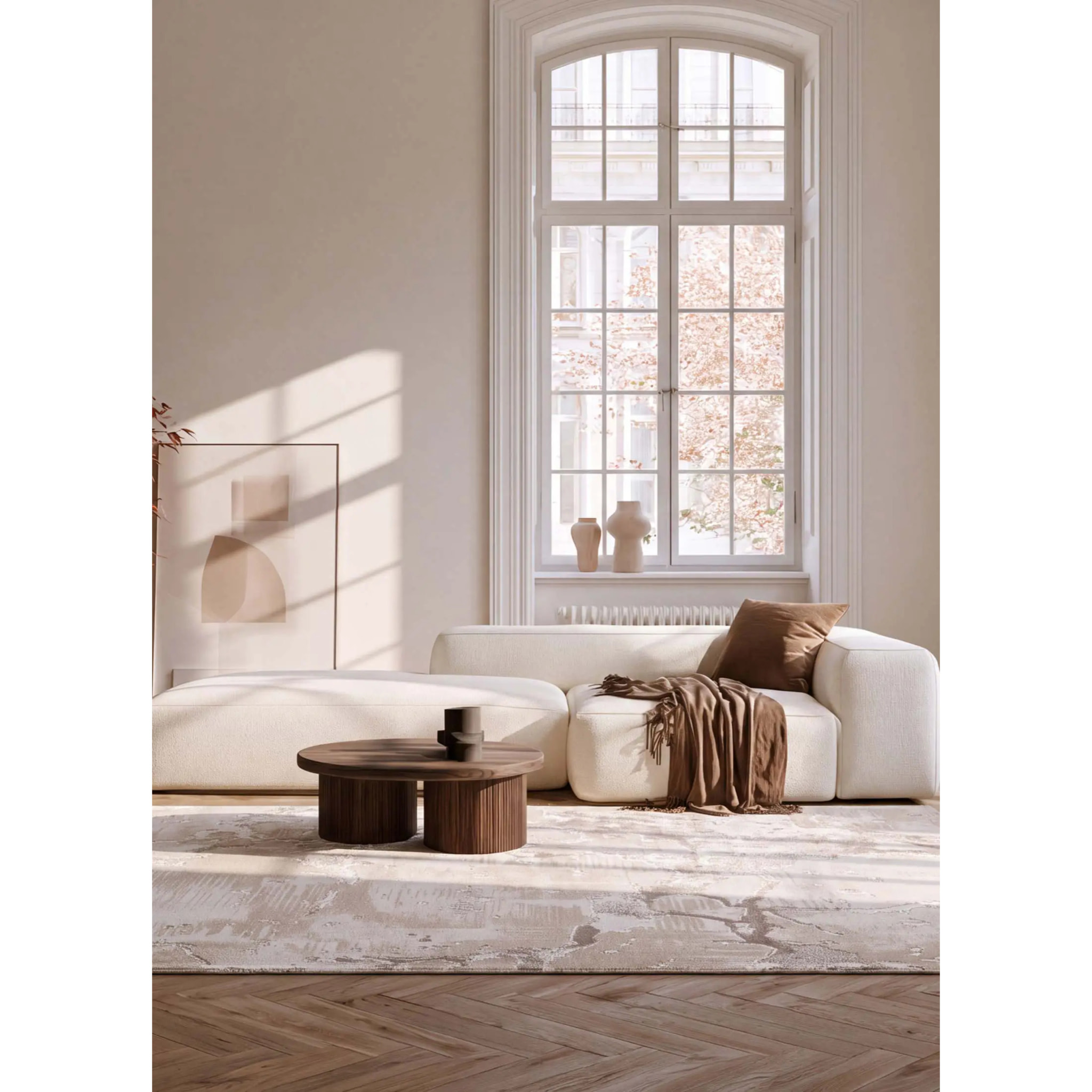 ORIS Alfombra efecto marmol con relieve beige, varias medidas disponibles.