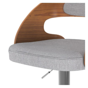 Chaise de bar réglable 62/84 cm en tissu gris clair - Louis