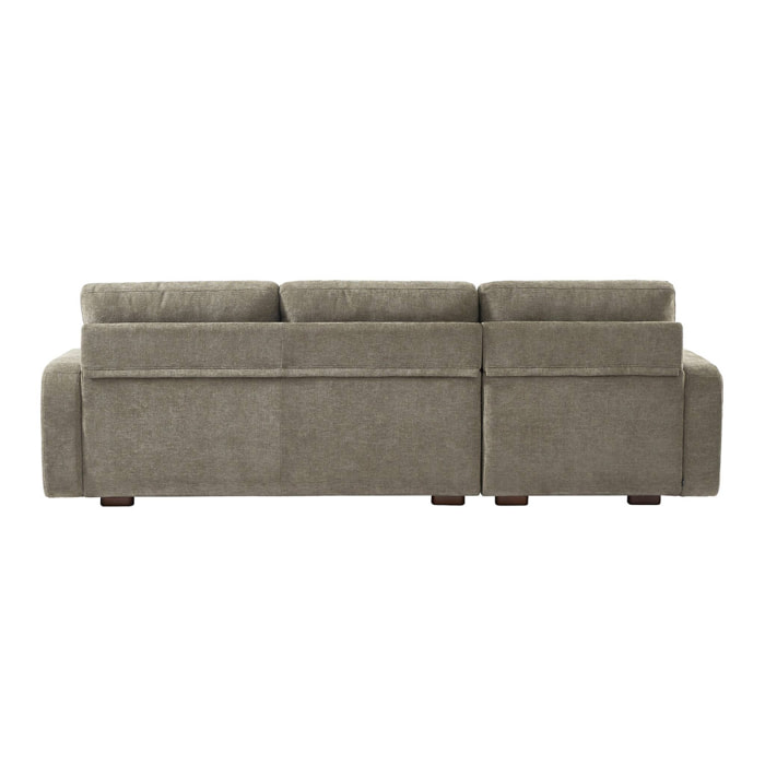 Canapé d'angle gauche 3 places tissu vert de gris L 260 x P 88 / 139cm / x H 87cm - Dany