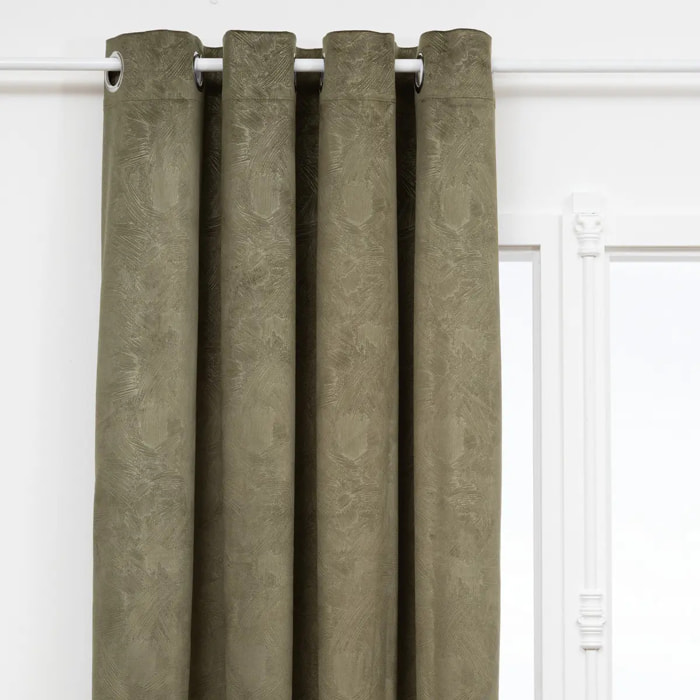 Rideau occultant effet velours "Fujo" vert kaki 135x260cm