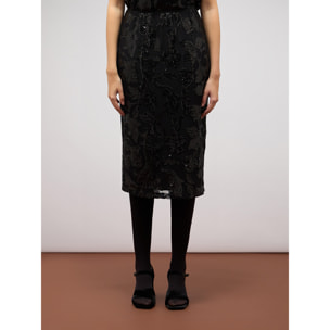 Oltre - Tulle and sequin pencil skirt - Negro