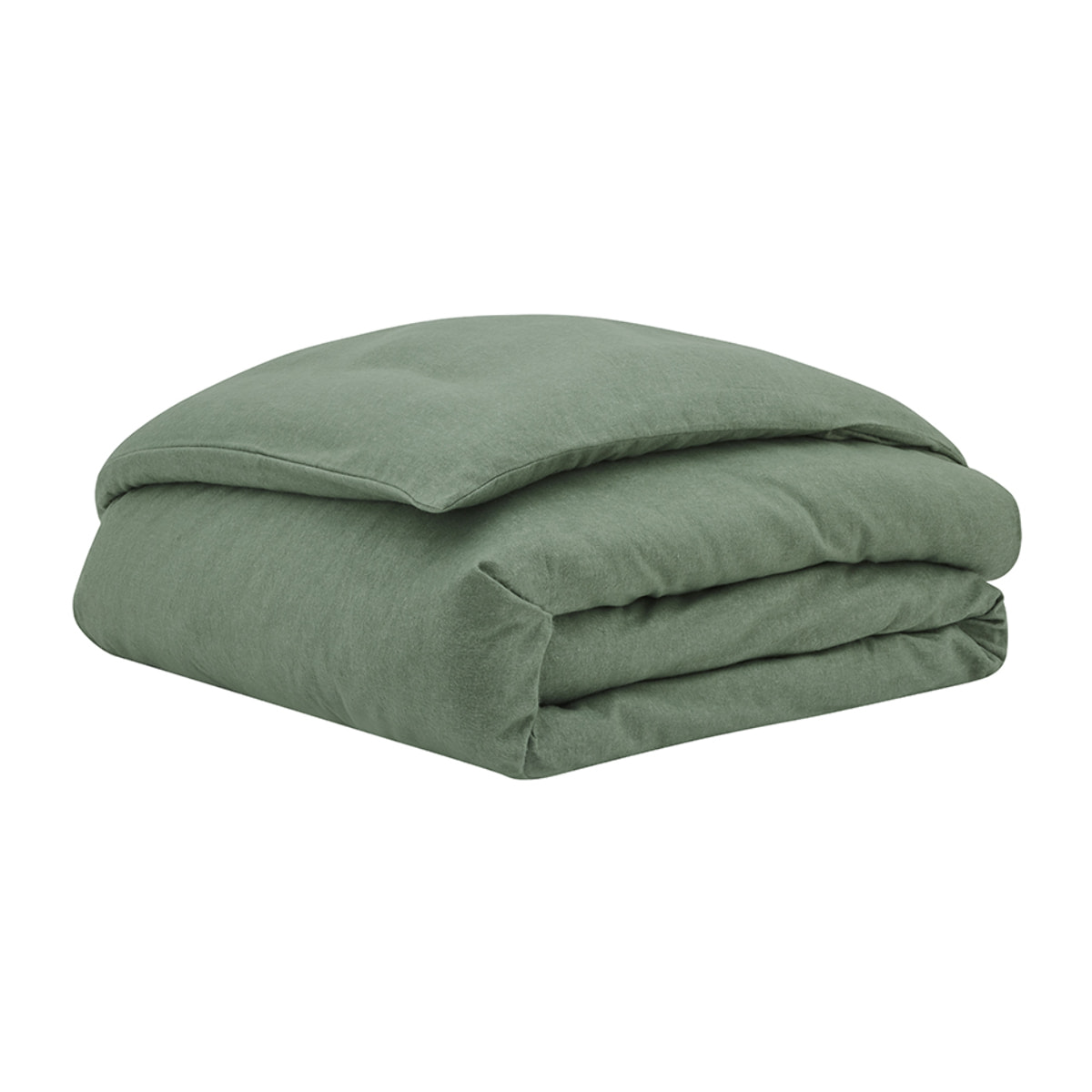 Housse de couette unie en flanelle de coton, FRISSON, Vert Lichen