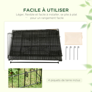 Parc enclos métal époxy cage extérieure dim. 2,20L x 1,03l x 1,03H m 3 portes et trappe surface abrité PE beige