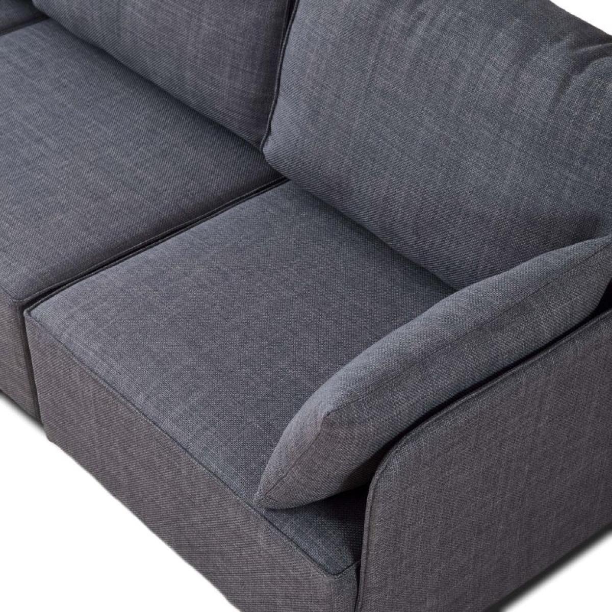 Sofá modular con chaiselongue 2 plazas y brazos Cubiq Gris