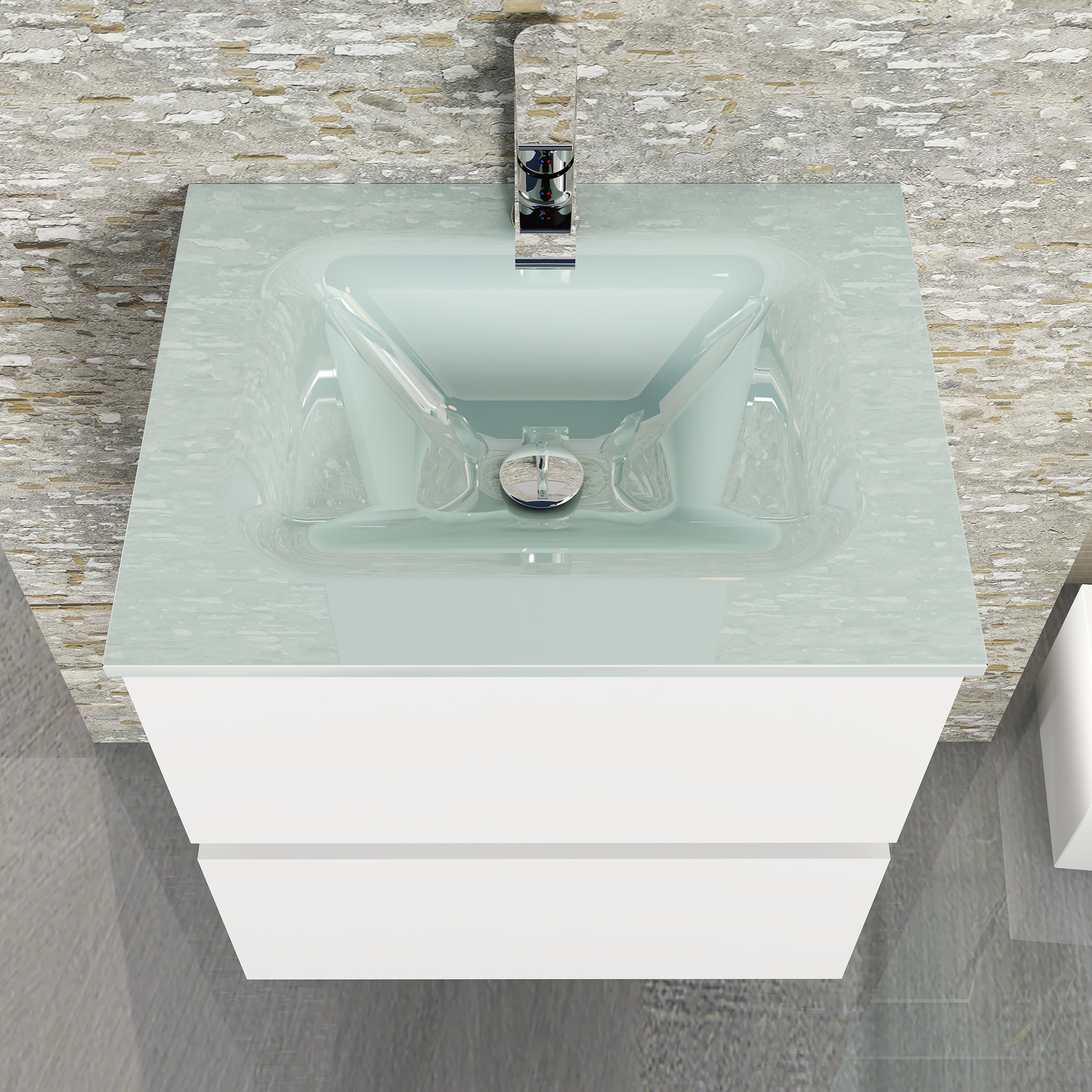 Ensemble de salle de bain GLASS Alday, 50cm, Blanc Mat