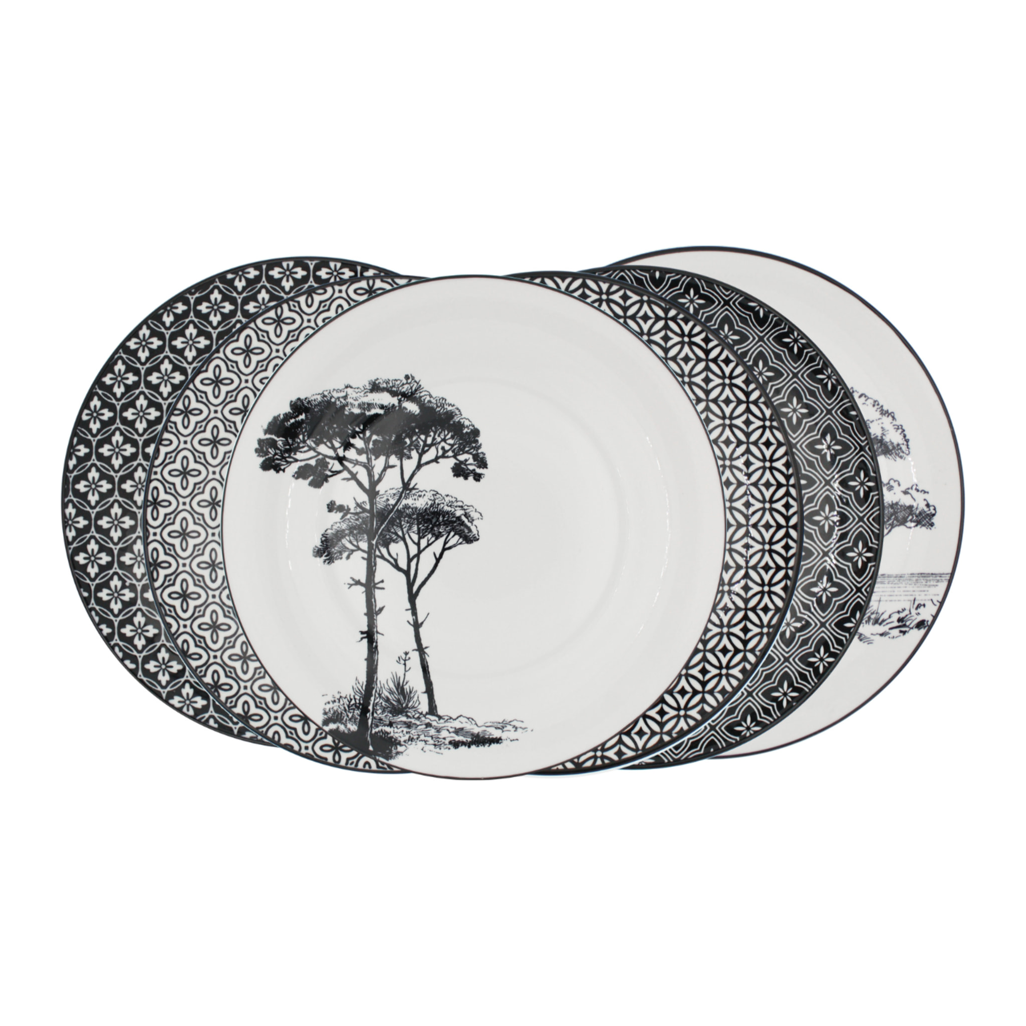 Lot de 6 grandes assiettes, VILLA LES PINS