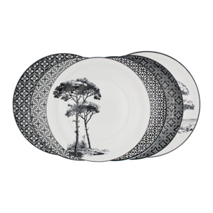 Lot de 6 grandes assiettes, VILLA LES PINS
