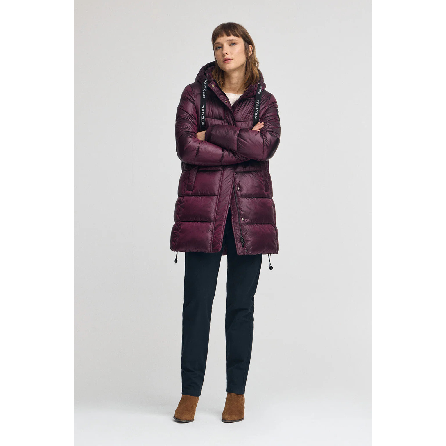 Giaccone Silvon Coat granata con logo Polo Club