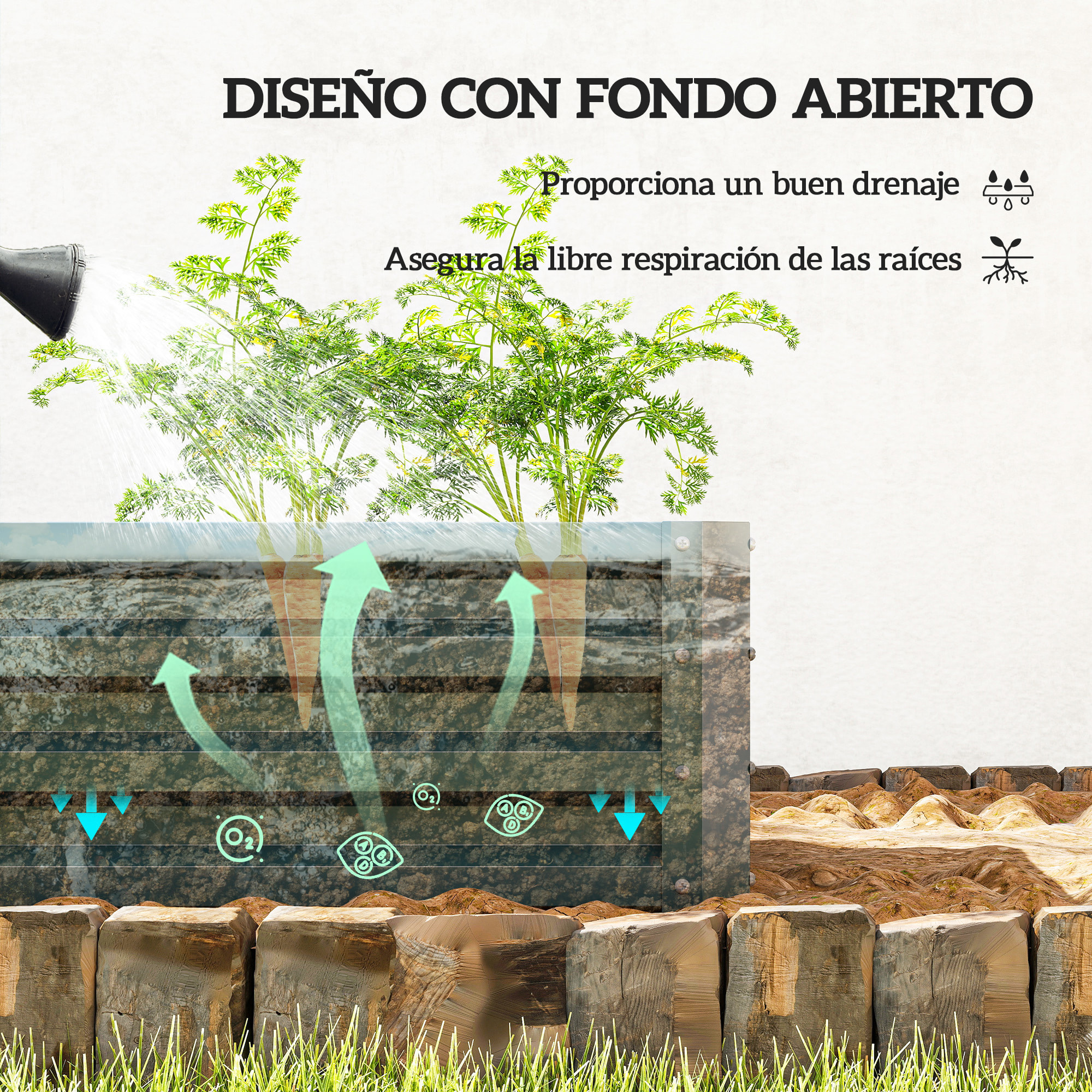 Juego de 2 Jardineras Exterior Grandes de Acero Galvanizado, Huertos Urbanos, Maceteros Exterior Elevados para Plantas, Flores, Terraza, Jardín, Resistente a la Intemperie, 110x50x30 cm Verde