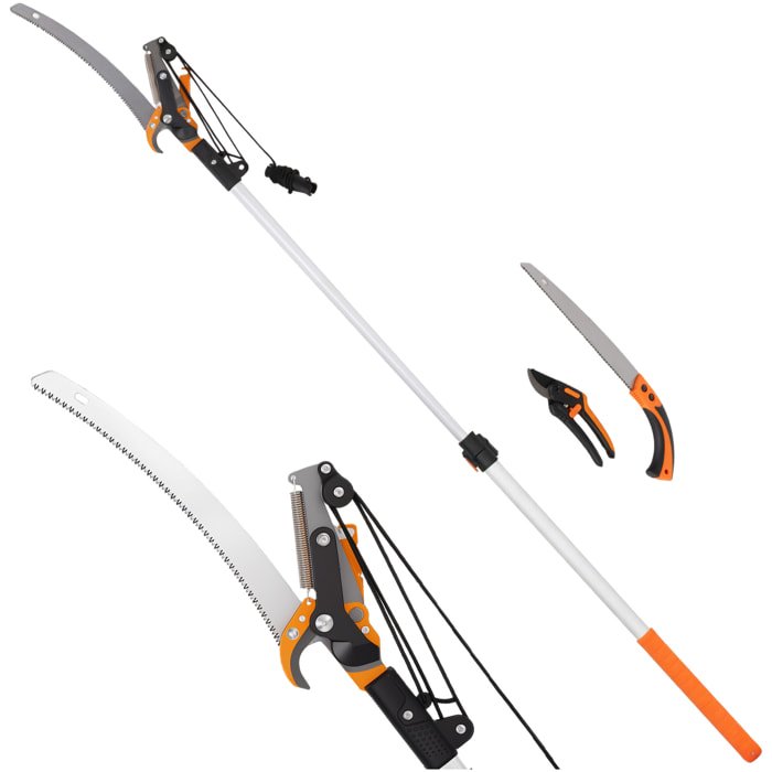 Élagueur télescopique 2 en 1 scie sécateur perche alu max. 2 m