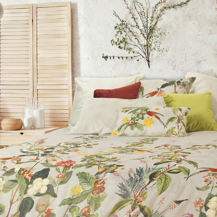 Housse de couette coton & autres fibres imprimé gris Ete indien gris