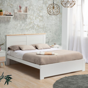 Lit adulte avec tête de lit en bois - NEVEA