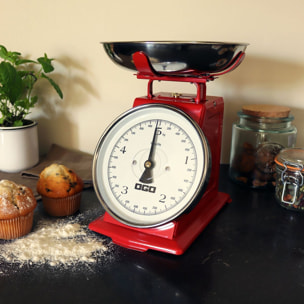 Balance de cuisine mécanique en inox rouge 5kg/20g
