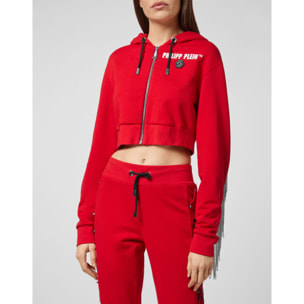 PHILIPP PLEIN Hoodie Sweatjacket Crystal Fringe