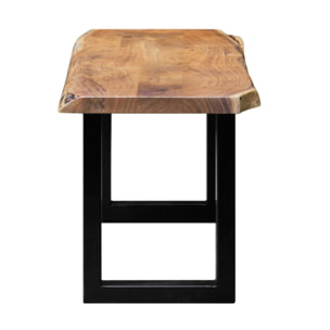Banc 190 cm en bois d'acacia massif et pieds en métal noir - WOOD