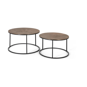 Mesas de Centro de Metal Mesa Grande: 81 Cm, Mesa Pequeña: 70 Cm Estilo Moderno
