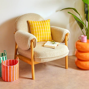 Fauteuil Ikaris en Tissu Beige L86xl80xH83 cm